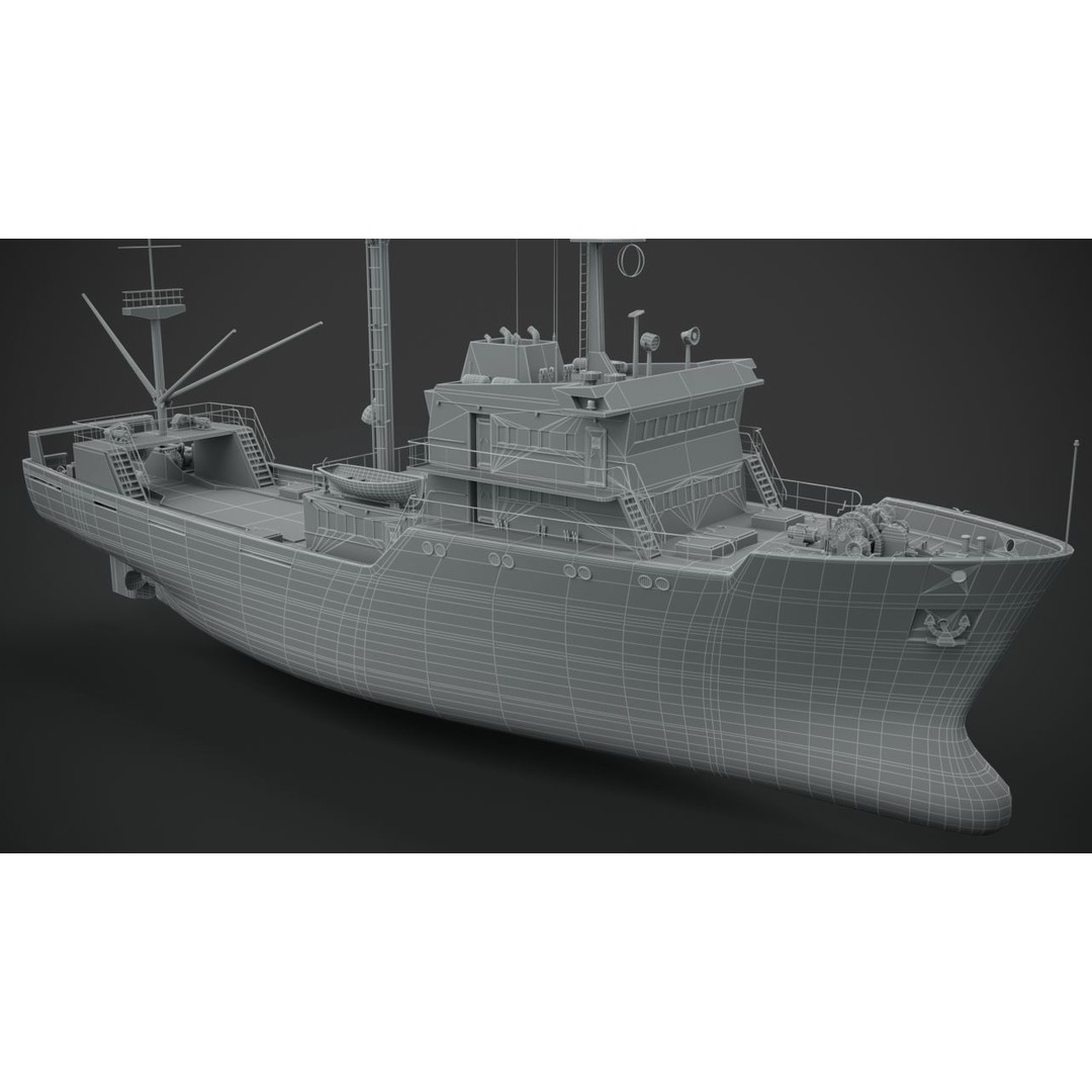 Fishing Vessel 3D Model – Industrial Ship with PBR Textures, FBX