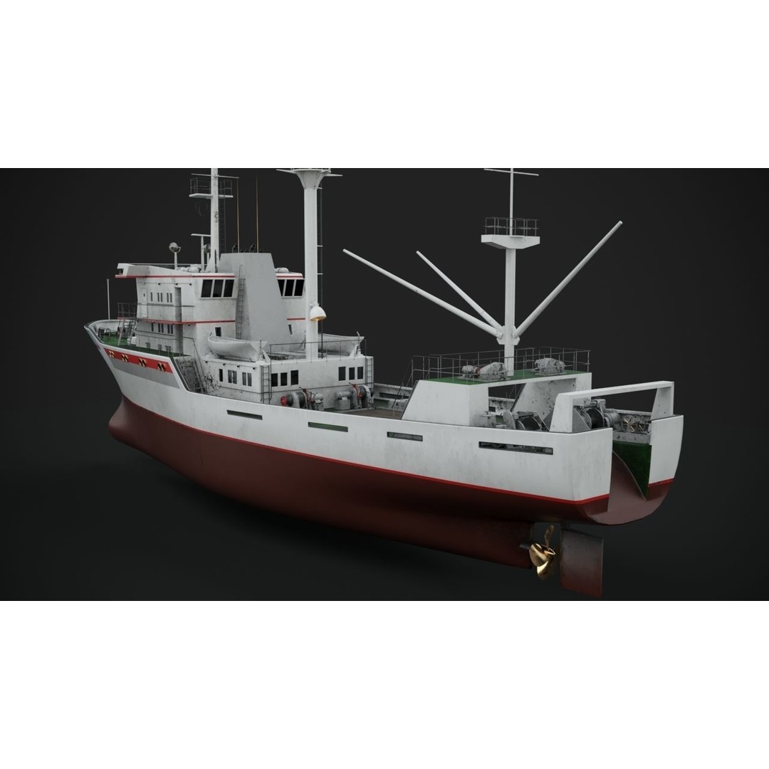 Fishing Vessel 3D Model – Industrial Ship with PBR Textures, FBX - View 11