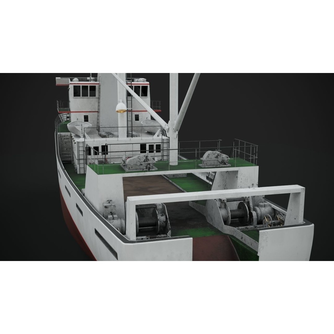 Fishing Vessel 3D Model – Industrial Ship with PBR Textures, FBX - View 12