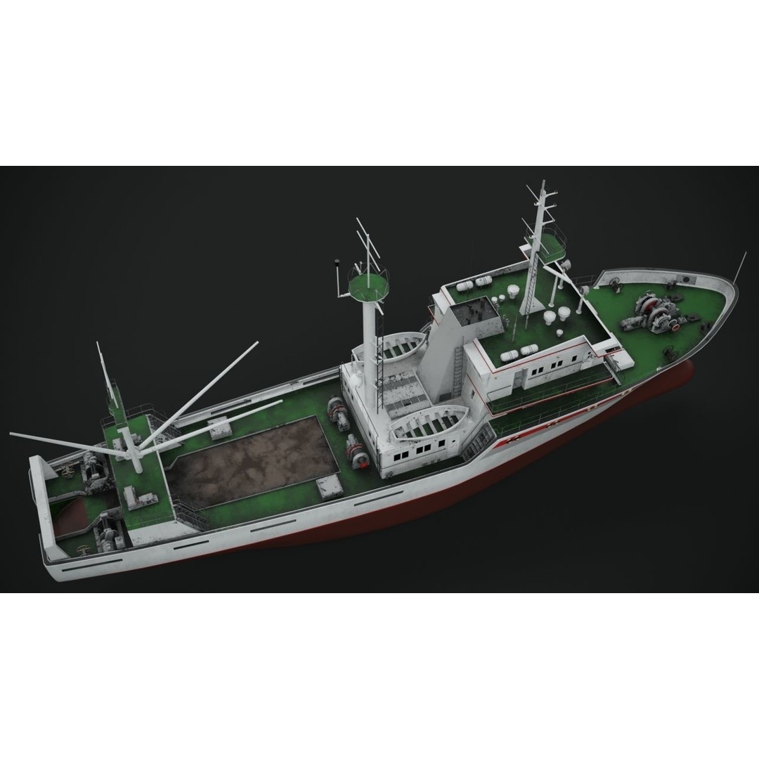 Fishing Vessel 3D Model – Industrial Ship with PBR Textures, FBX - View 13