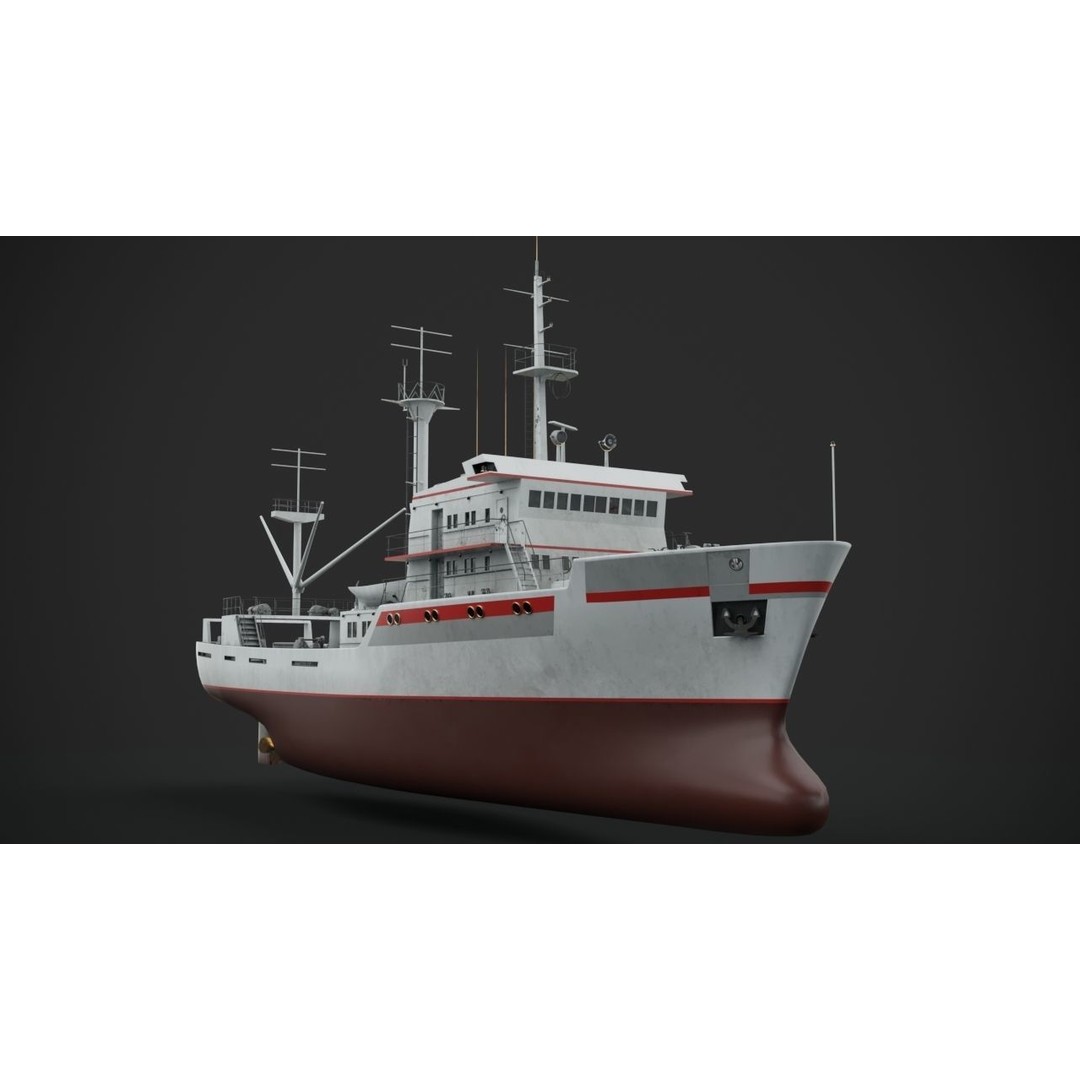 Fishing Vessel 3D Model – Industrial Ship with PBR Textures, FBX - View 6