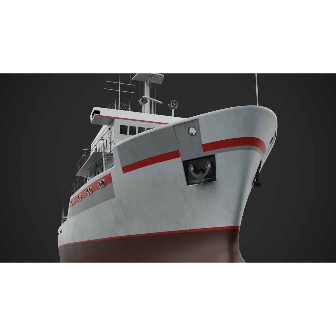 Fishing Vessel 3D Model – Industrial Ship with PBR Textures, FBX - View 7