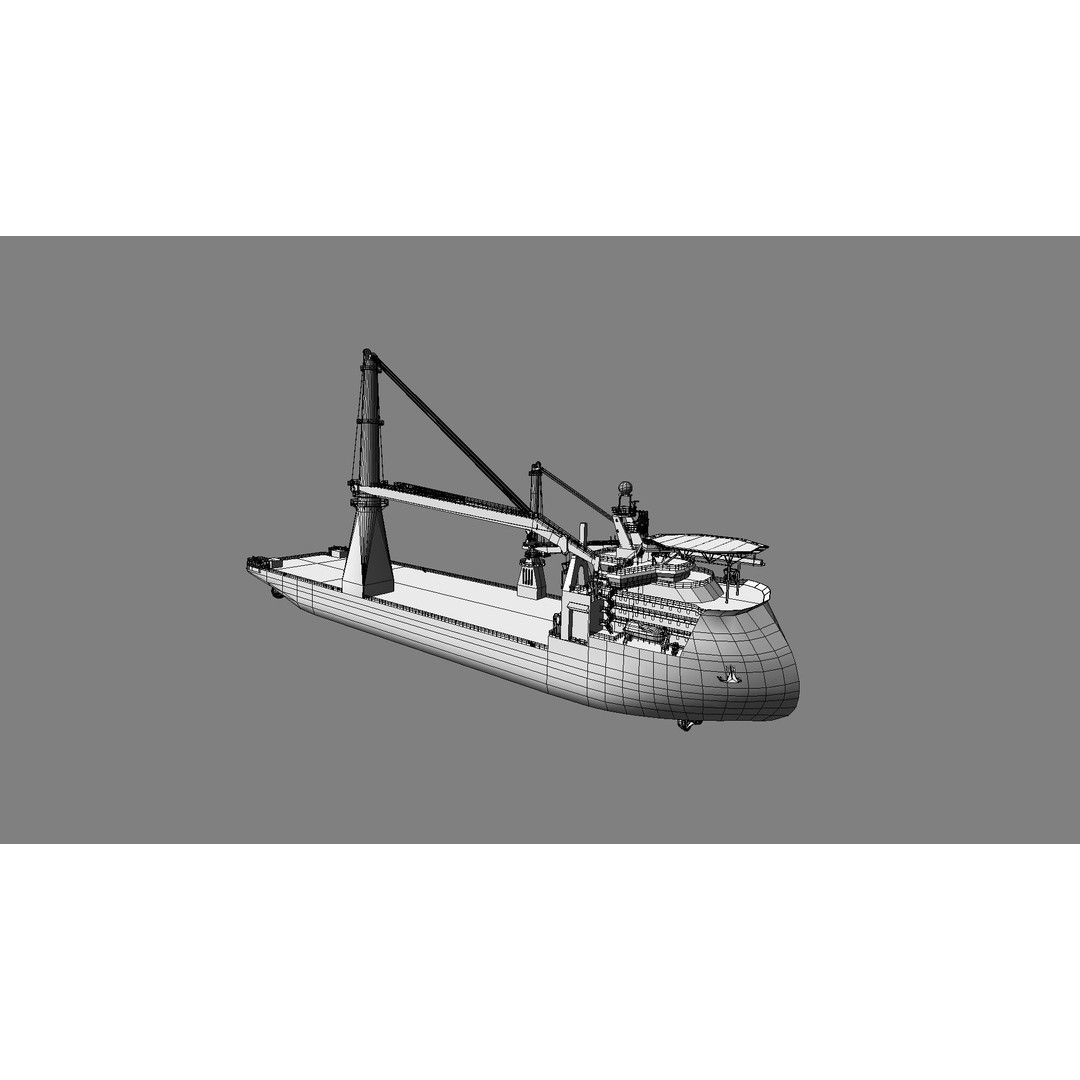 Jumbo Heavy Lift Crane Vessel 3D Model – Low Poly Industrial Asset, FBX