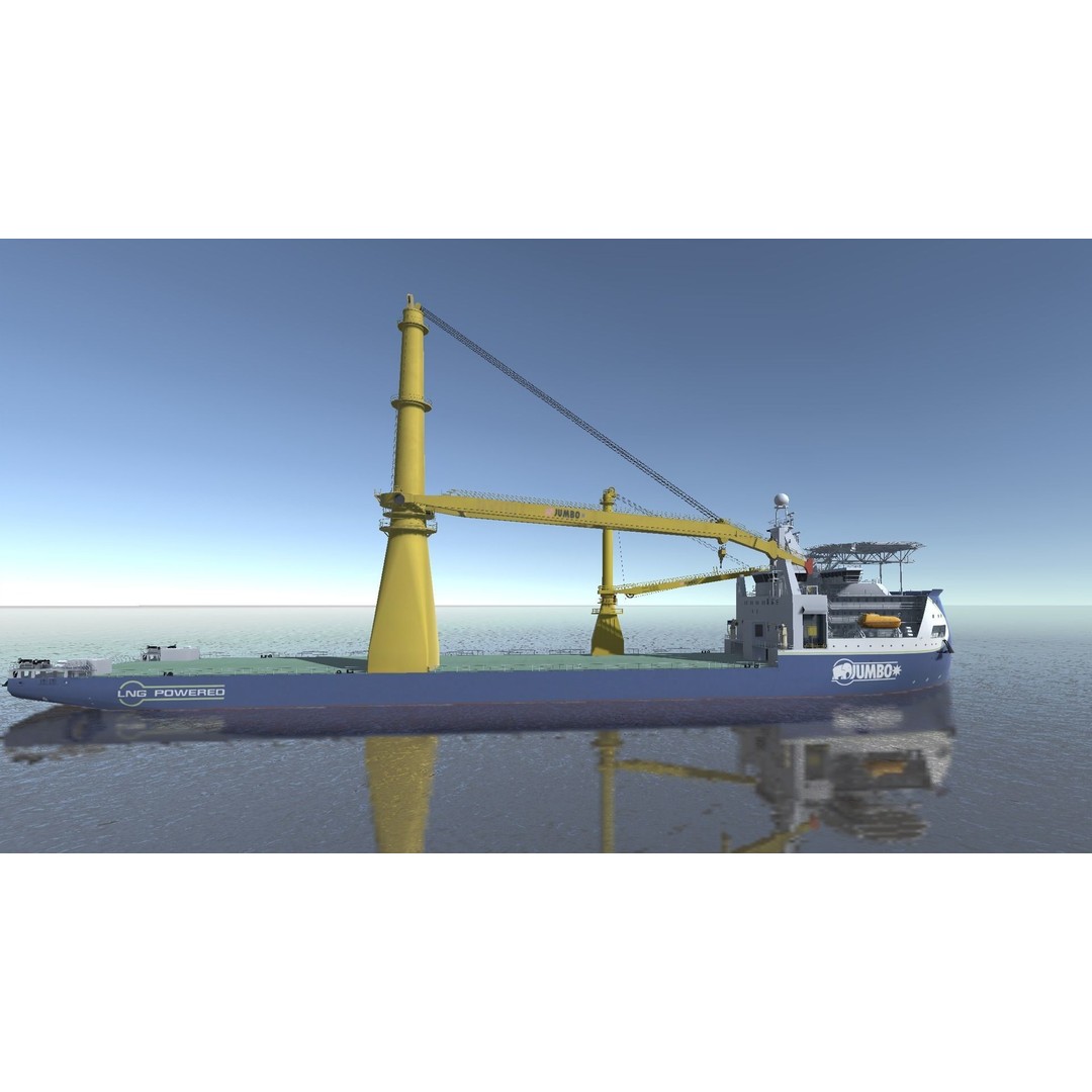 Jumbo Heavy Lift Crane Vessel 3D Model – Low Poly Industrial Asset, FBX - View 10
