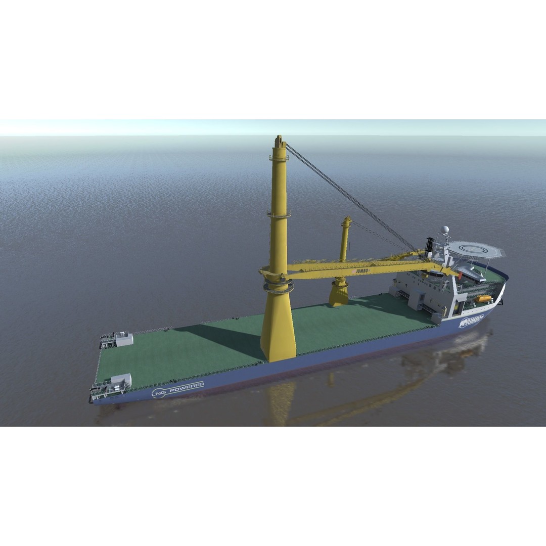 Jumbo Heavy Lift Crane Vessel 3D Model – Low Poly Industrial Asset, FBX - View 11