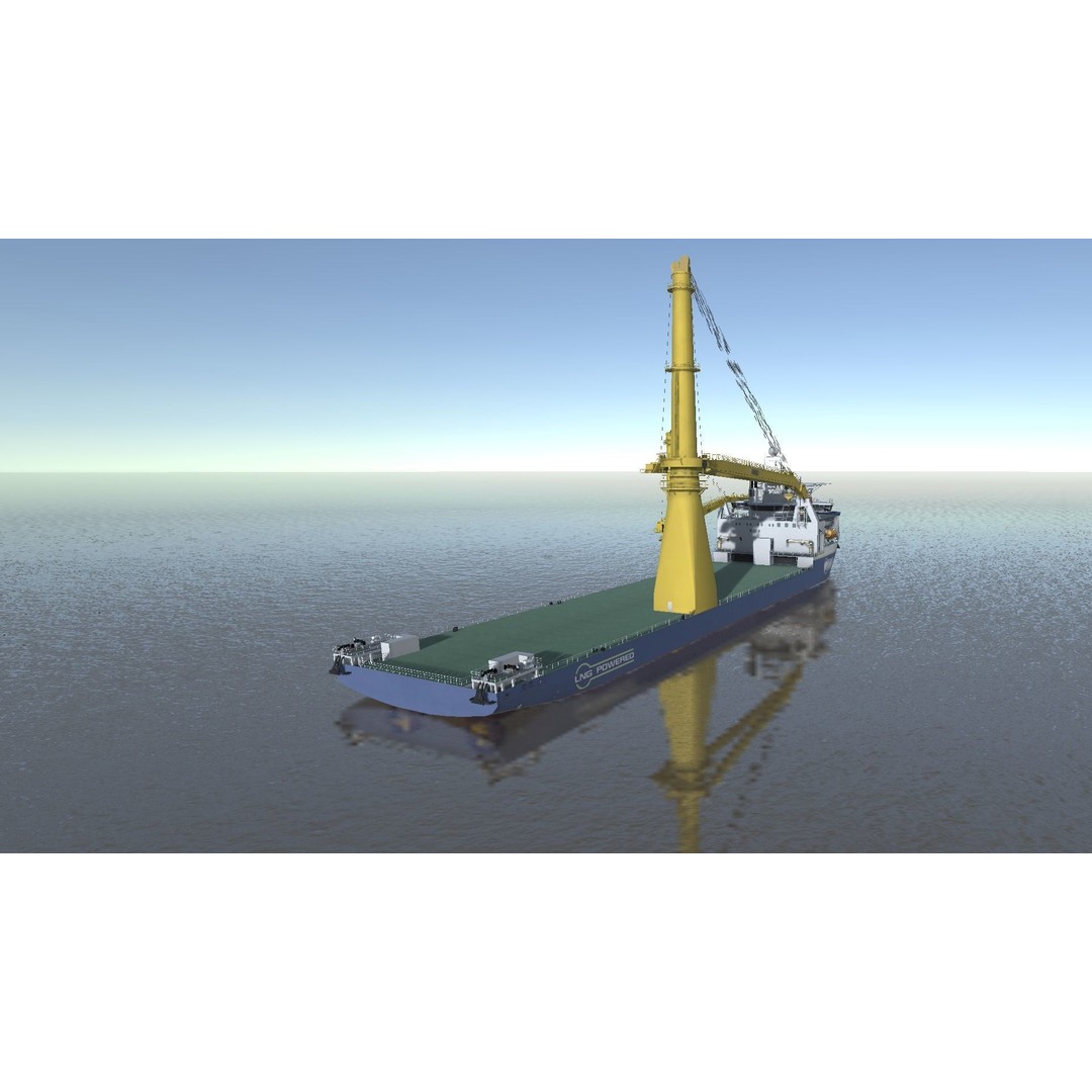 Jumbo Heavy Lift Crane Vessel 3D Model – Low Poly Industrial Asset, FBX - View 12