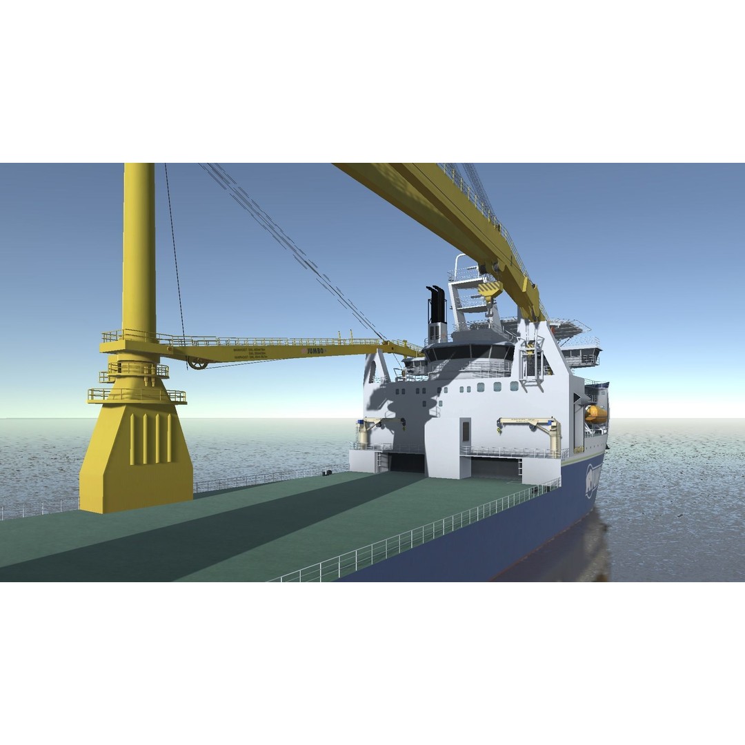 Jumbo Heavy Lift Crane Vessel 3D Model – Low Poly Industrial Asset, FBX - View 13