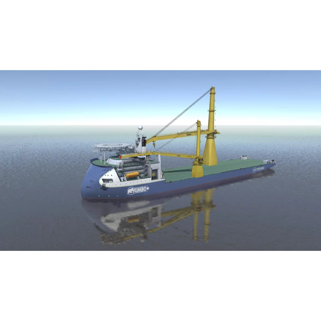 Jumbo Heavy Lift Crane Vessel 3D Model – Low Poly Industrial Asset, FBX - View 2