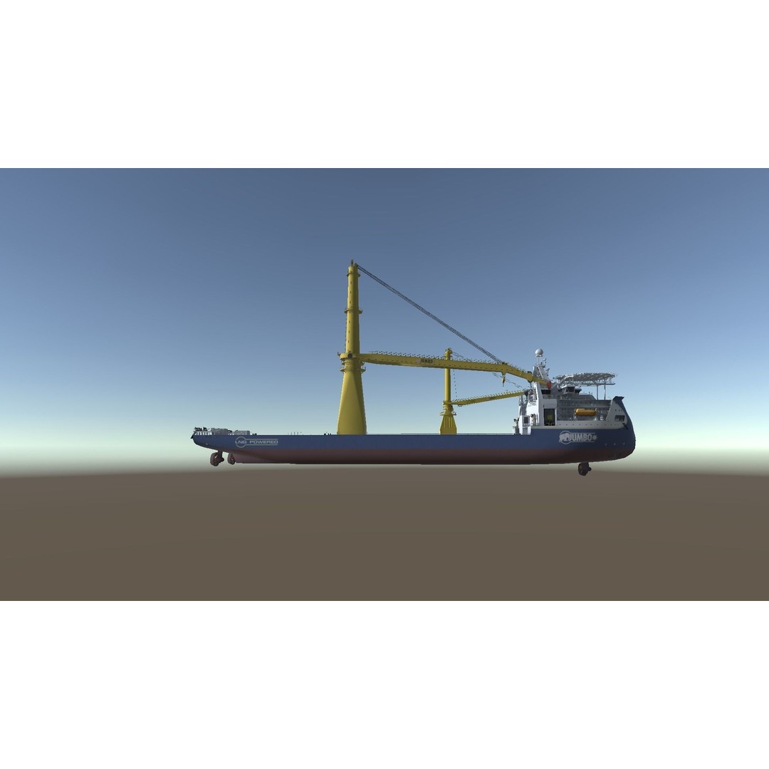 Jumbo Heavy Lift Crane Vessel 3D Model – Low Poly Industrial Asset, FBX - View 4