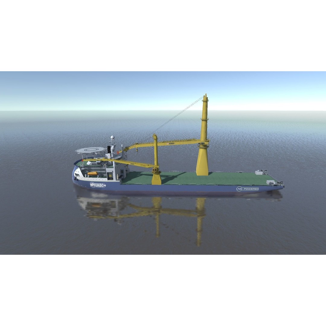 Jumbo Heavy Lift Crane Vessel 3D Model – Low Poly Industrial Asset, FBX - View 5