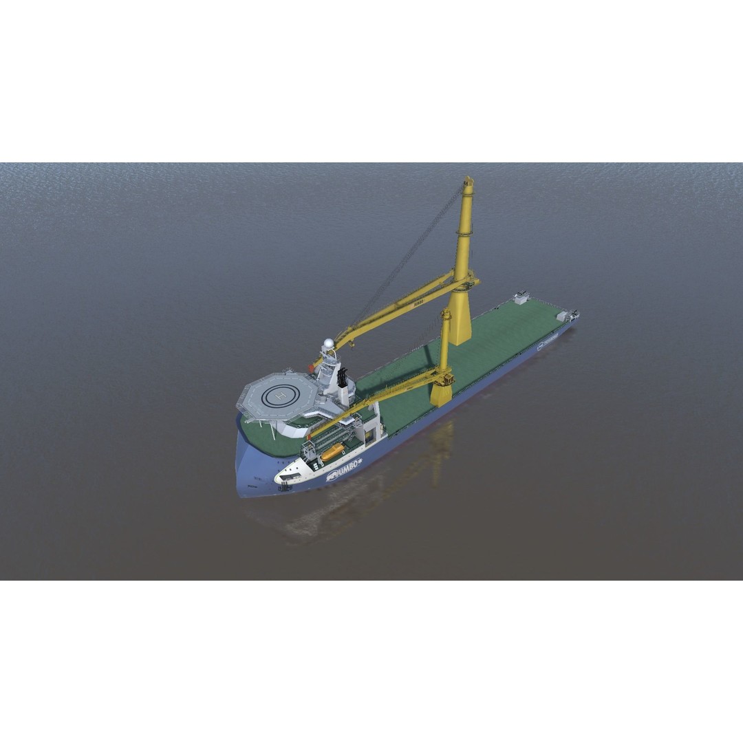 Jumbo Heavy Lift Crane Vessel 3D Model – Low Poly Industrial Asset, FBX - View 6