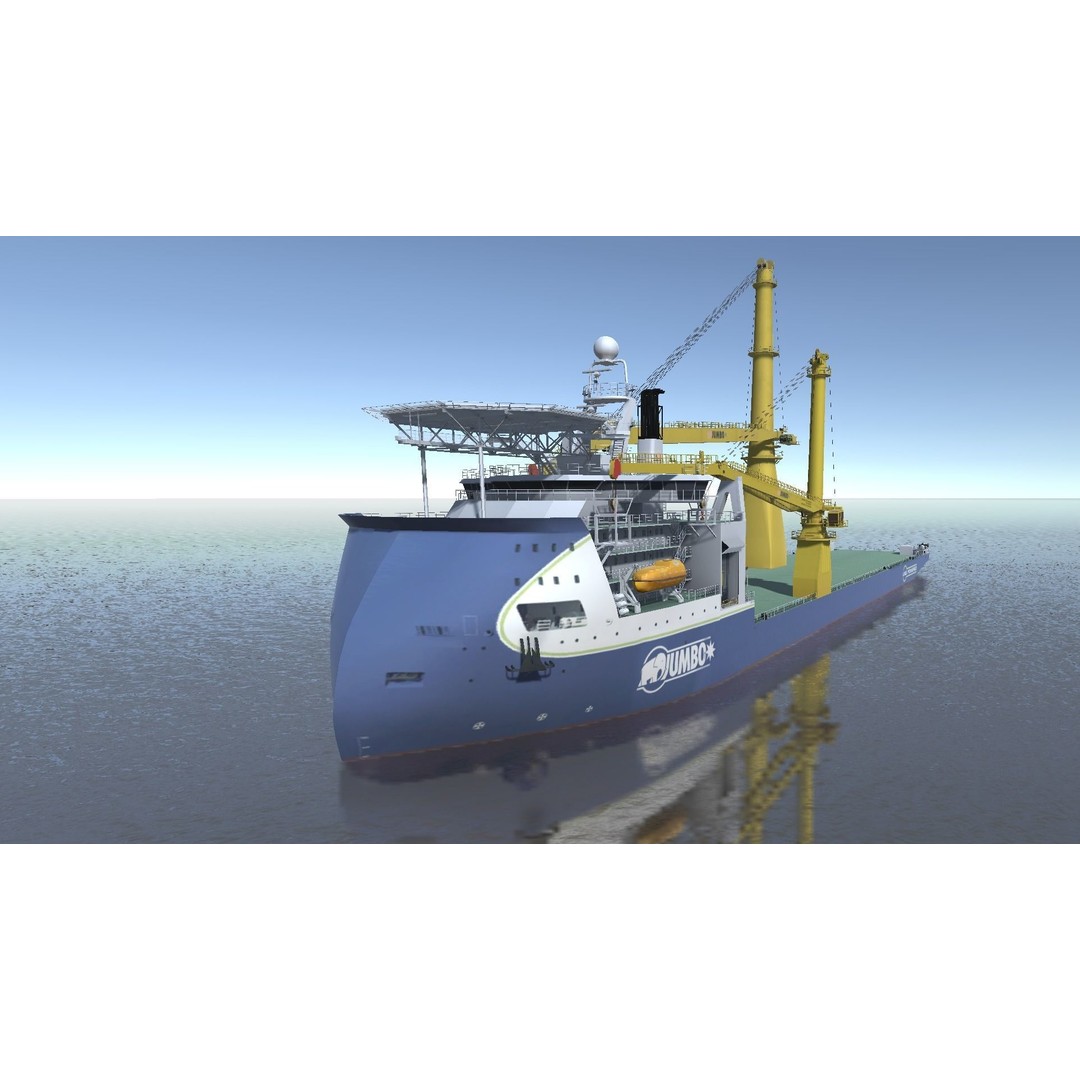 Jumbo Heavy Lift Crane Vessel 3D Model – Low Poly Industrial Asset, FBX - View 7