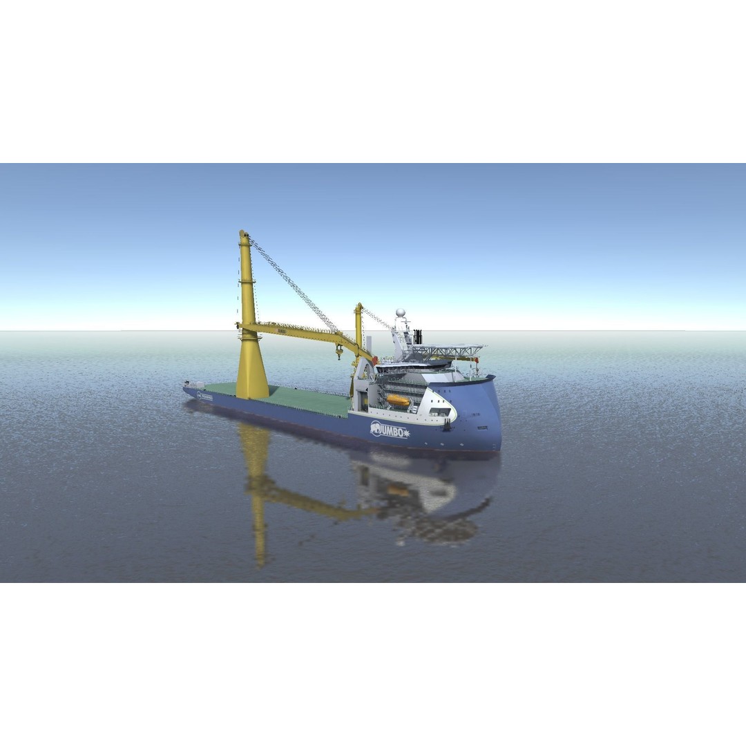 Jumbo Heavy Lift Crane Vessel 3D Model – Low Poly Industrial Asset, FBX - View 8