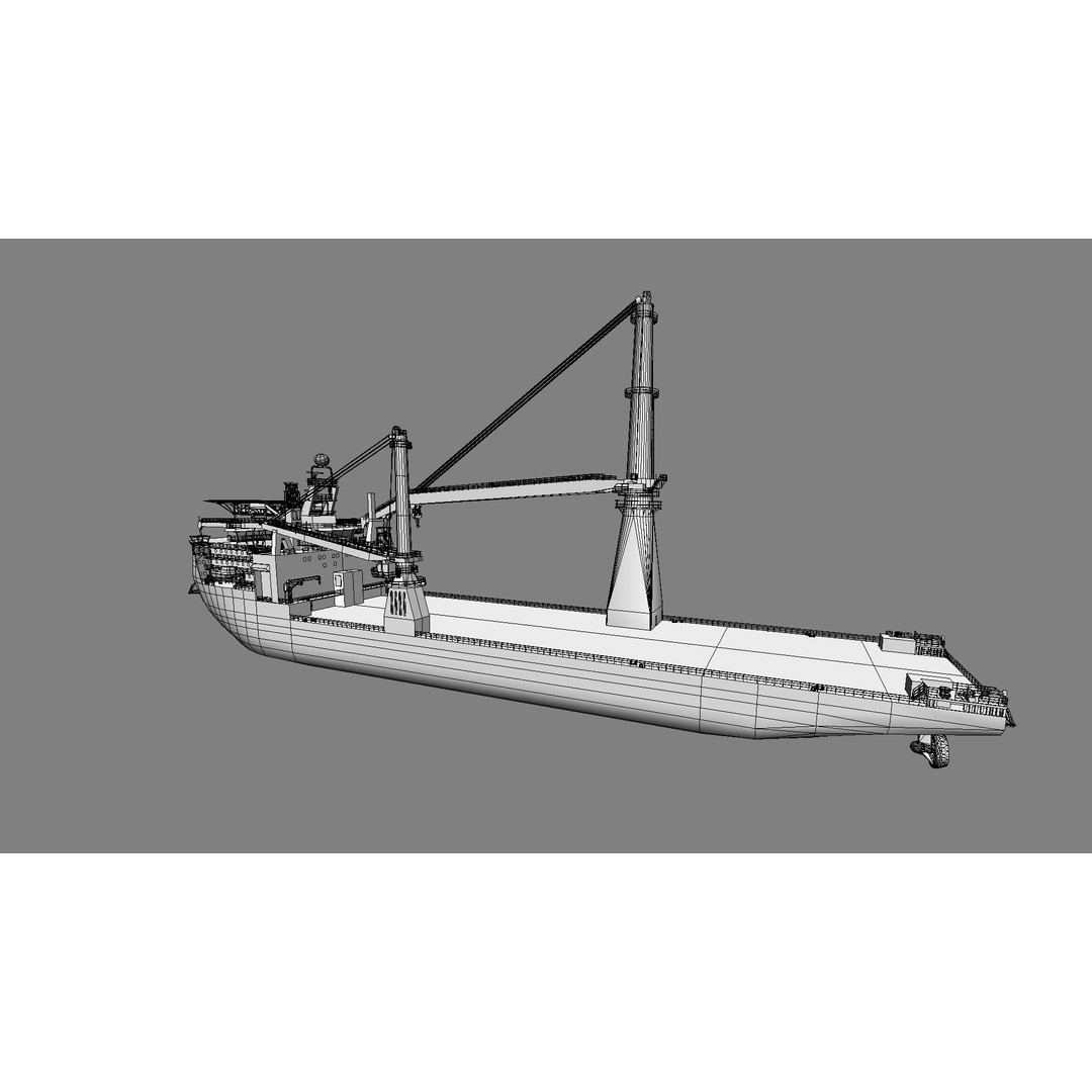 Jumbo Heavy Lift Crane Vessel 3D Model – Low Poly Industrial Asset, FBX - View 9