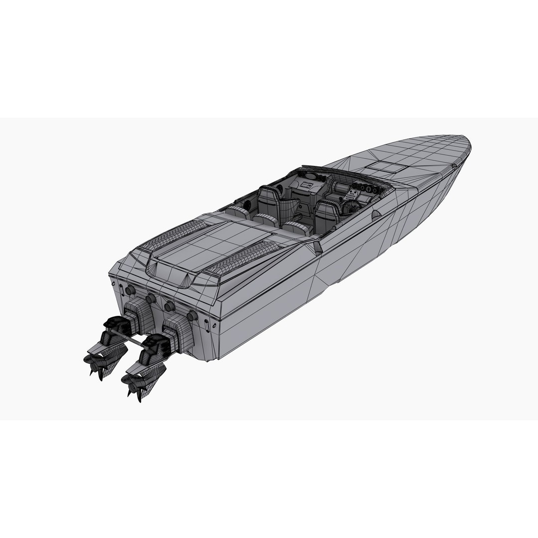 Cigarette Speedboat 3D Model – Low Poly Game Ready Asset, FBX, OBJ