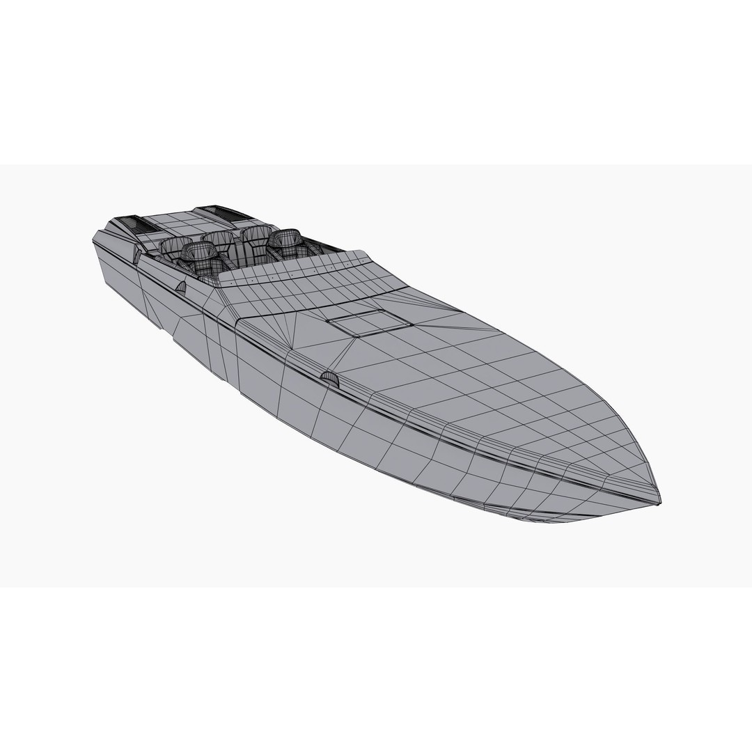 Cigarette Speedboat 3D Model – Low Poly Game Ready Asset, FBX, OBJ - View 12