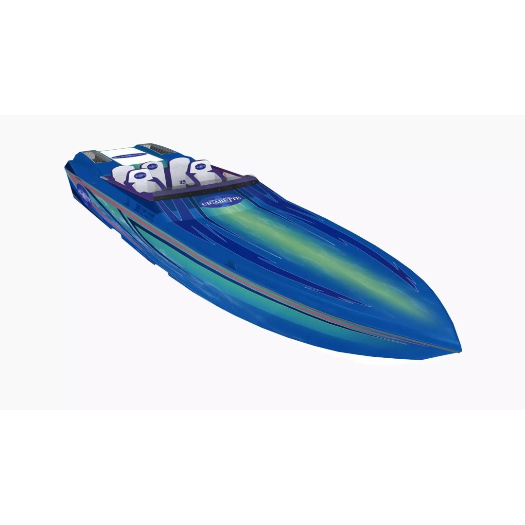Cigarette Speedboat 3D Model – Low Poly Game Ready Asset, FBX, OBJ - View 2