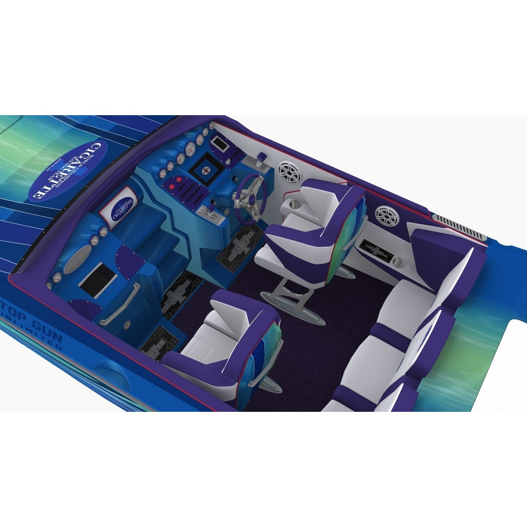 Cigarette Speedboat 3D Model – Low Poly Game Ready Asset, FBX, OBJ - View 5