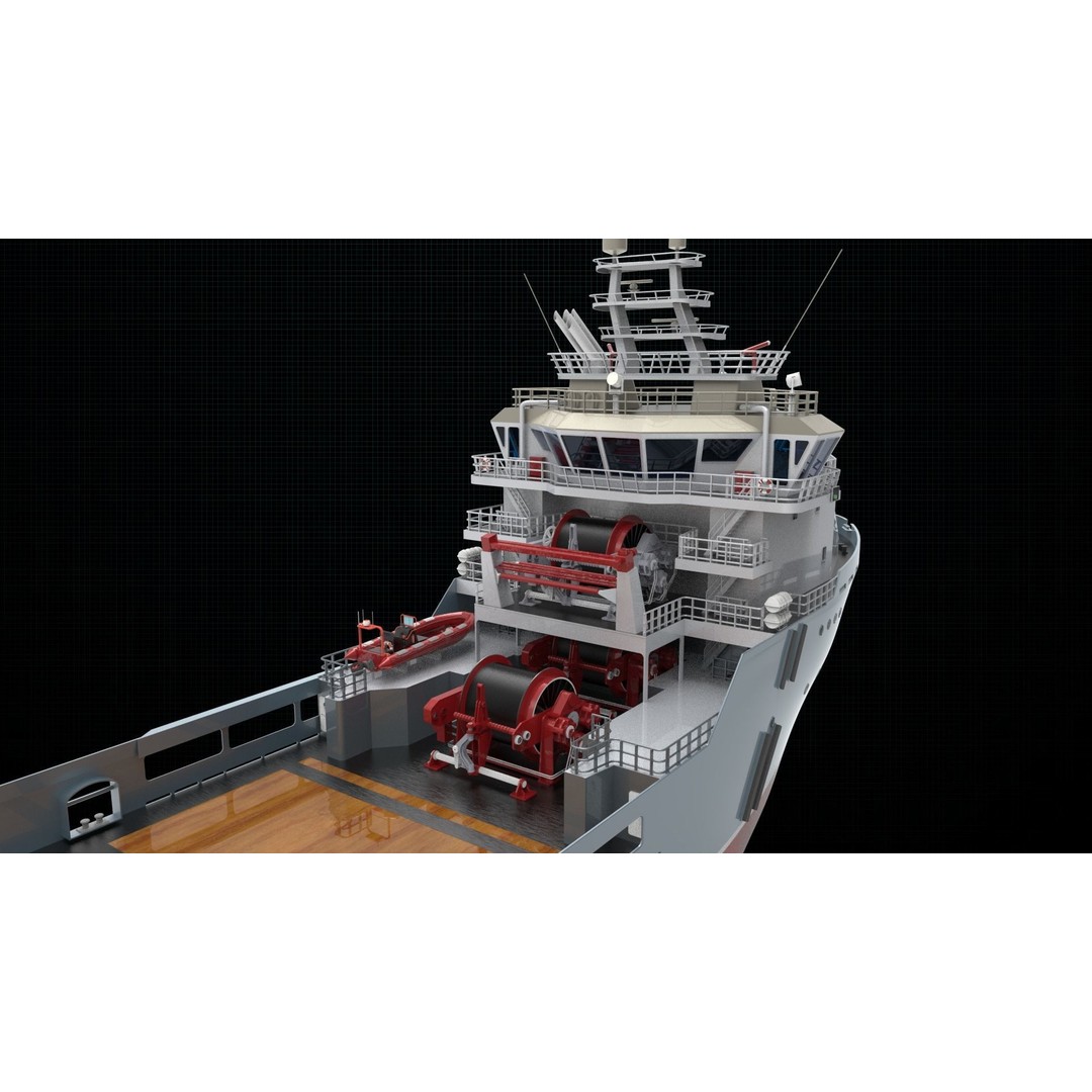 AHTS Ship 3D Model – Industrial Polygon Mesh, FBX & Blender - View 3