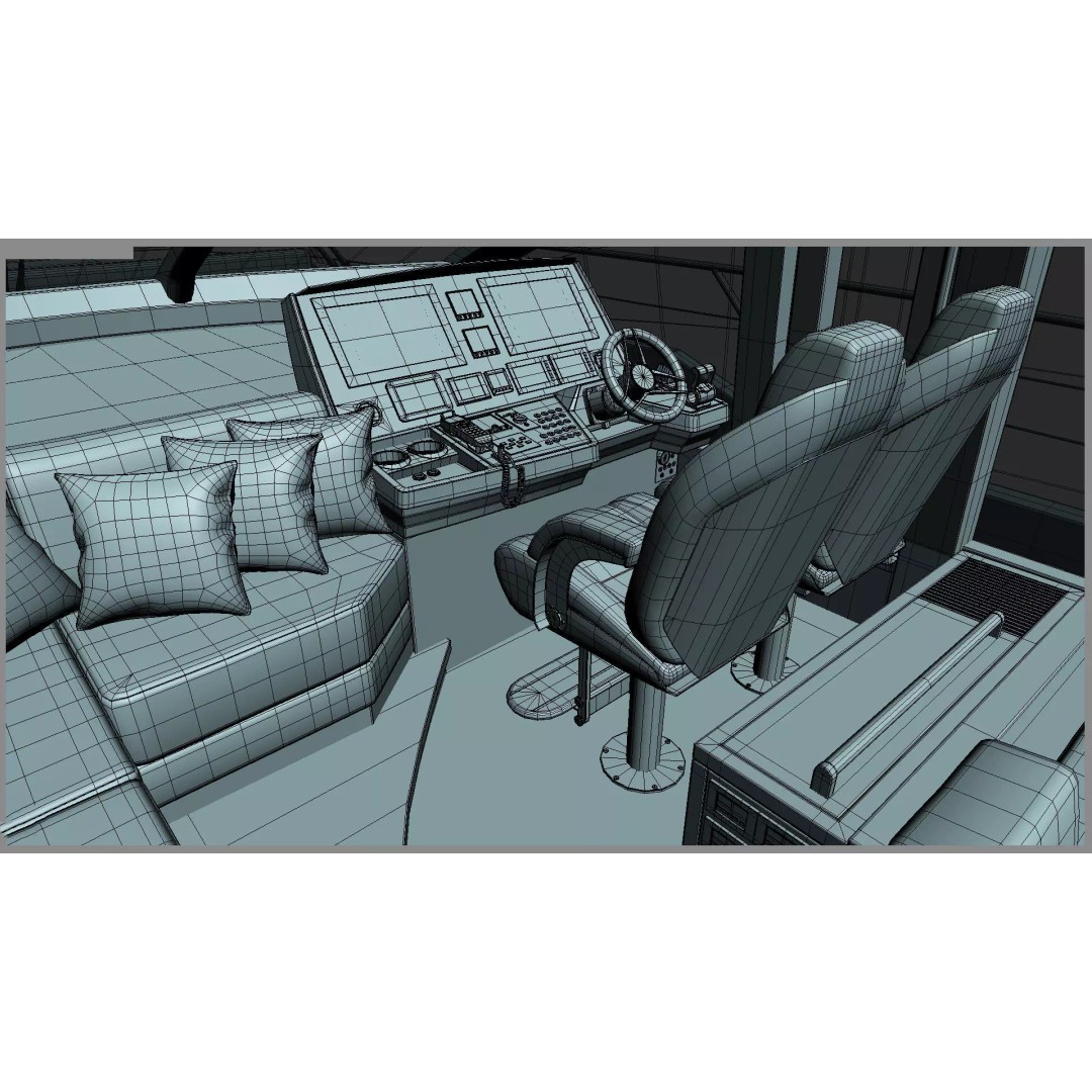 Luxury Motor Sport Yacht 3D Model – High Poly PBR Asset, FBX, OBJ