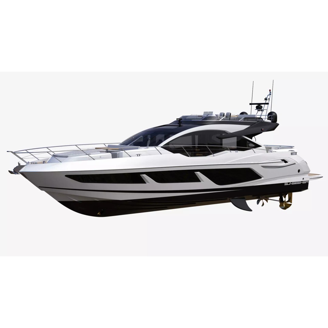 Luxury Motor Sport Yacht 3D Model – High Poly PBR Asset, FBX, OBJ - View 11