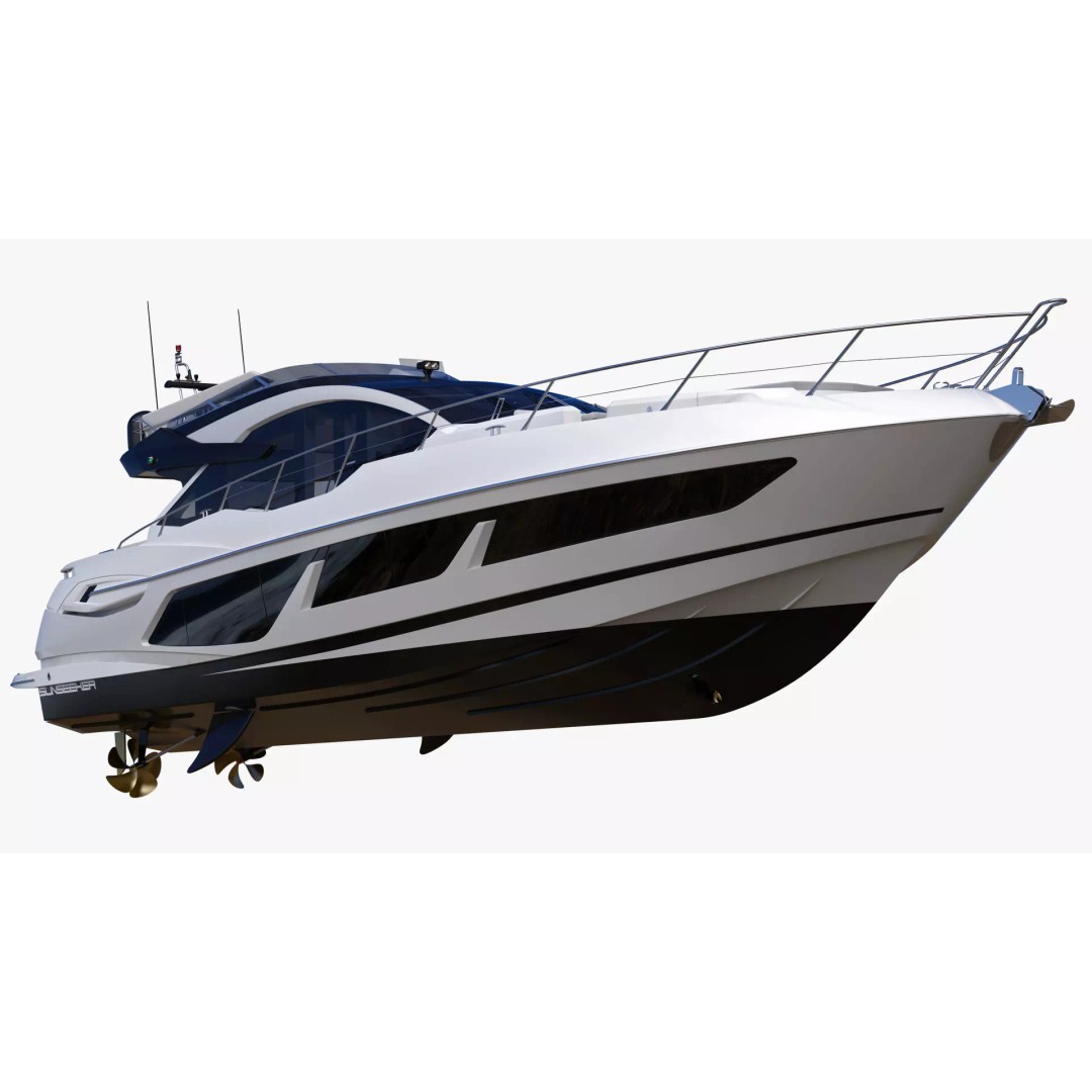Luxury Motor Sport Yacht 3D Model – High Poly PBR Asset, FBX, OBJ - View 15