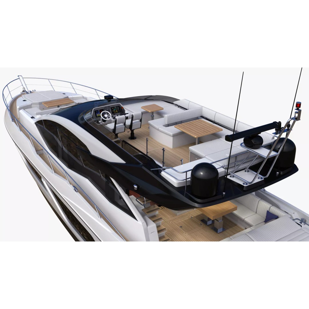 Luxury Motor Sport Yacht 3D Model – High Poly PBR Asset, FBX, OBJ - View 29