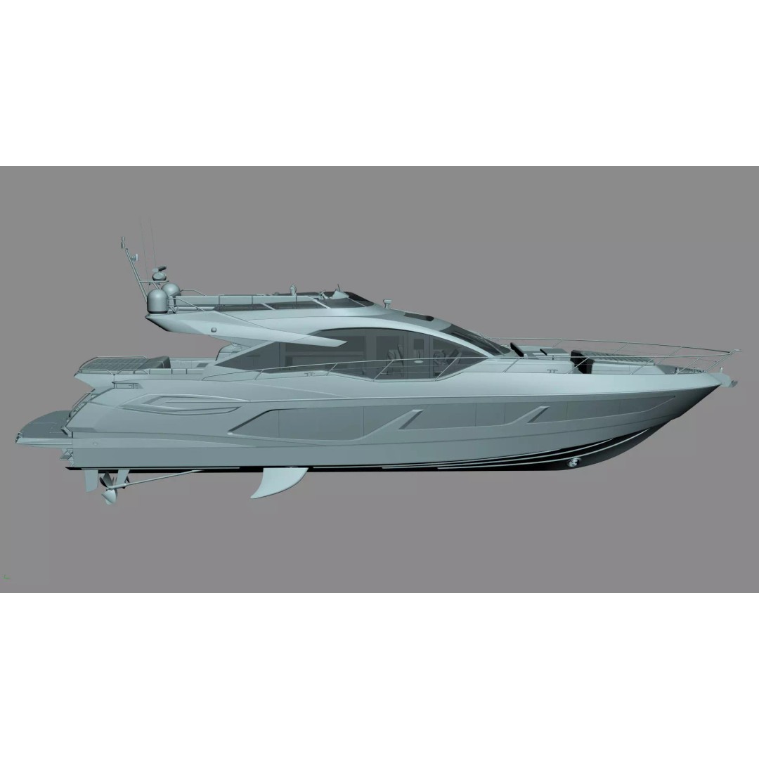 Luxury Motor Sport Yacht 3D Model – High Poly PBR Asset, FBX, OBJ - View 42