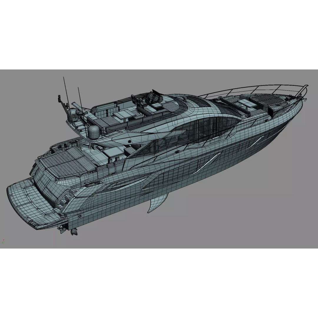 Luxury Motor Sport Yacht 3D Model – High Poly PBR Asset, FBX, OBJ - View 49