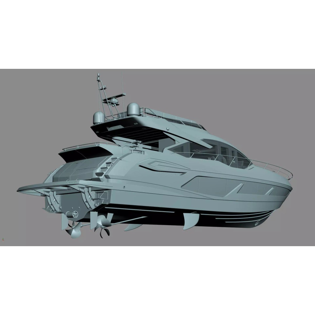 Luxury Motor Sport Yacht 3D Model – High Poly PBR Asset, FBX, OBJ - View 50