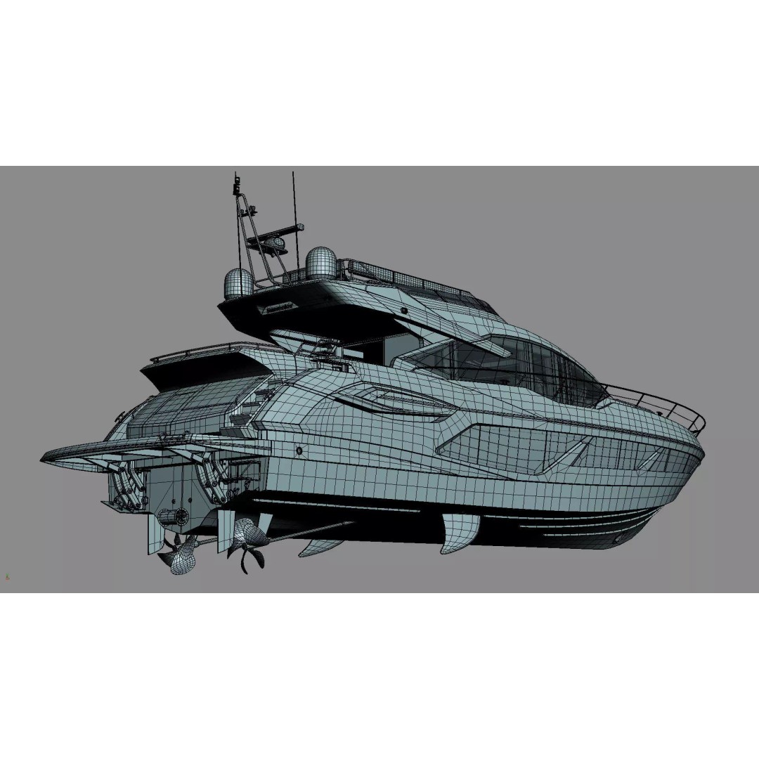 Luxury Motor Sport Yacht 3D Model – High Poly PBR Asset, FBX, OBJ - View 51