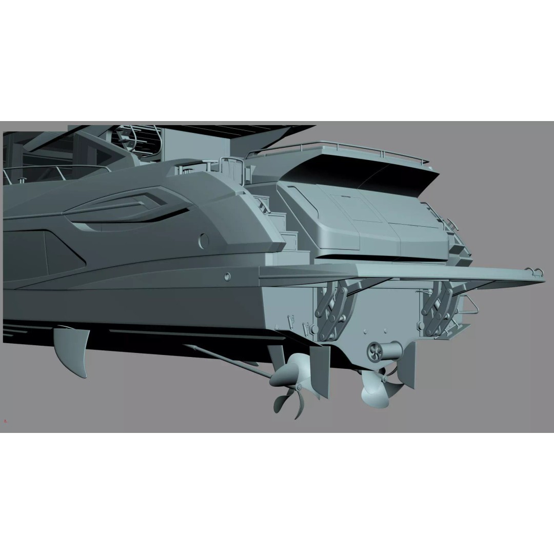 Luxury Motor Sport Yacht 3D Model – High Poly PBR Asset, FBX, OBJ - View 54