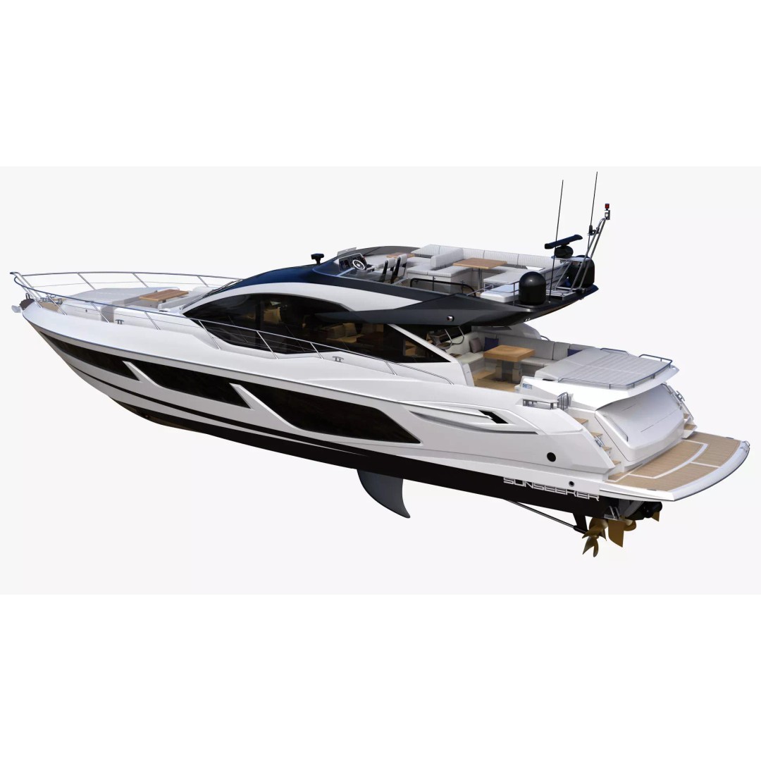 Luxury Motor Sport Yacht 3D Model – High Poly PBR Asset, FBX, OBJ - View 6