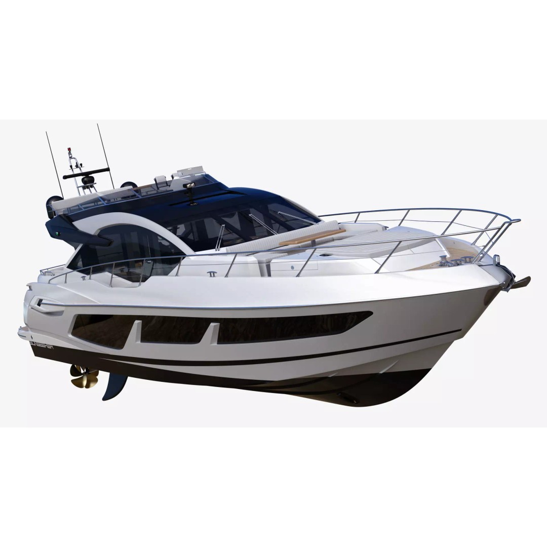 Luxury Motor Sport Yacht 3D Model – High Poly PBR Asset, FBX, OBJ - View 9