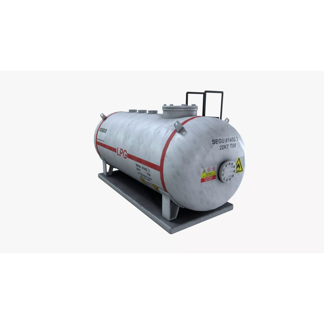 LPG Gas Tank 3D Model – High Capacity PBR Asset, FBX - View 3