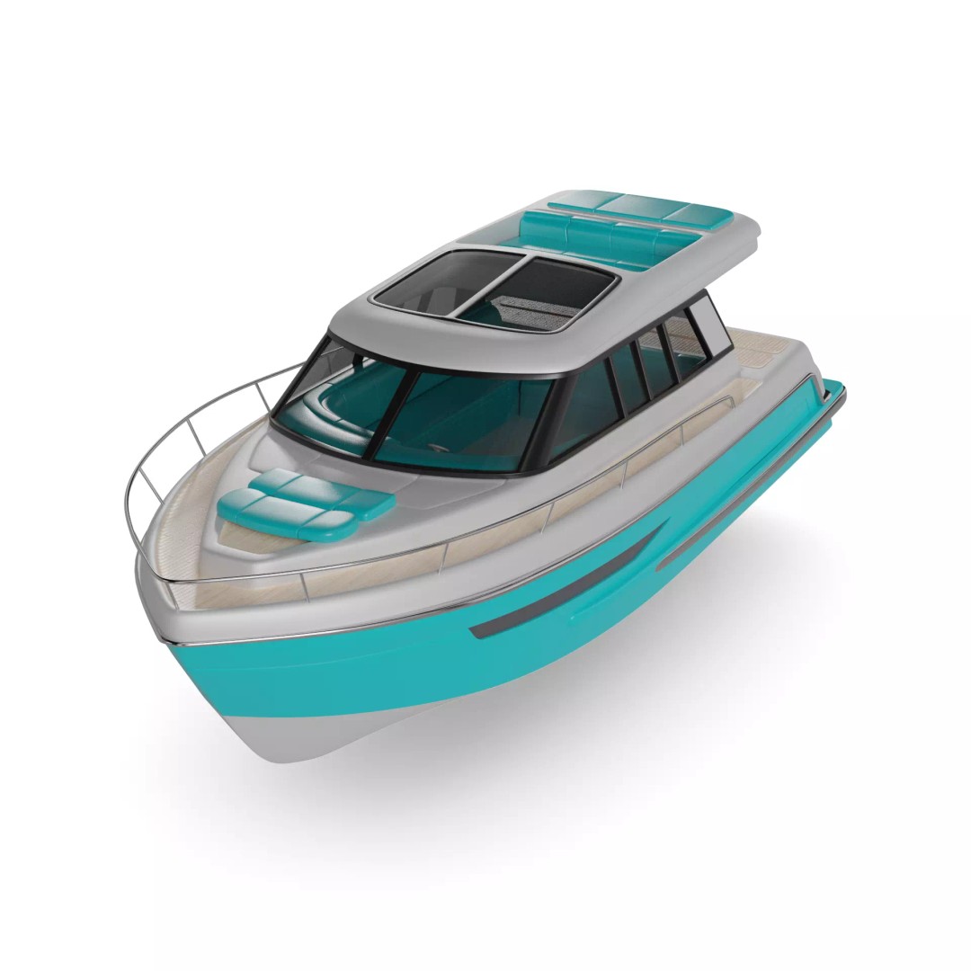 Motorboat 3D Model – Sleek Cabin Cruiser with PBR Textures, FBX