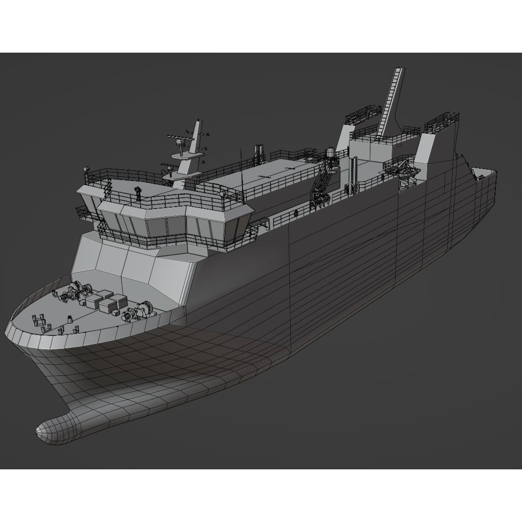 Dual-Fuel Ferry 3D Model – Low Poly Industrial Watercraft, FBX - View 10