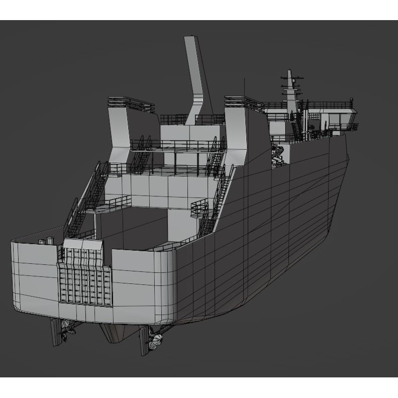 Dual-Fuel Ferry 3D Model – Low Poly Industrial Watercraft, FBX - View 11