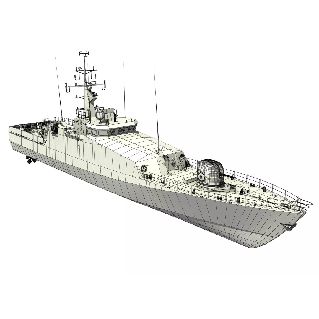 Turkish Tuzla Class Patrol Boat 3D Model – Moderate Detail, FBX & OBJ - View 3