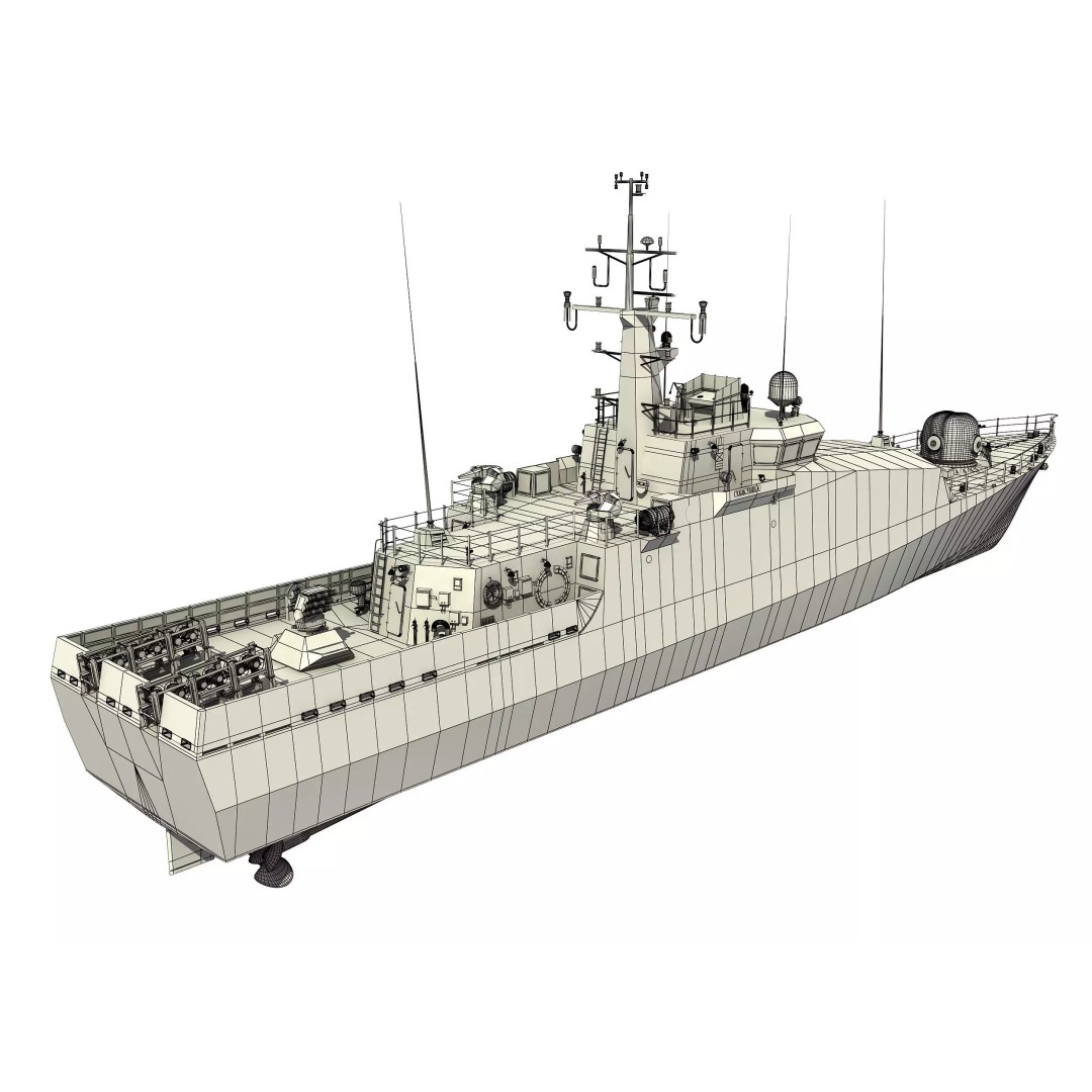 Turkish Tuzla Class Patrol Boat 3D Model – Moderate Detail, FBX & OBJ - View 6