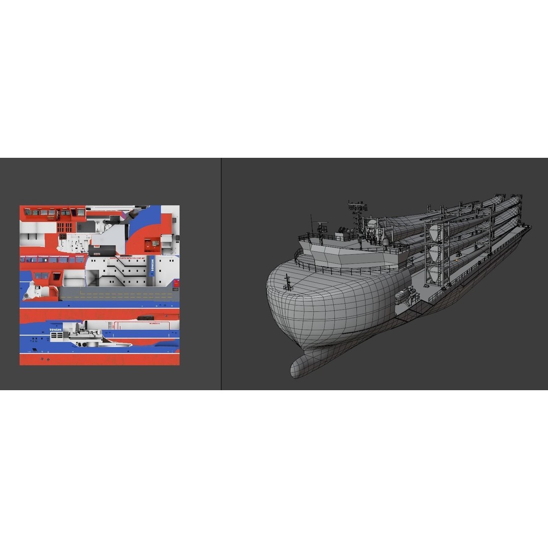 Heavy Load Carrier Ship 3D Model – Low Poly Industrial Watercraft, Blender