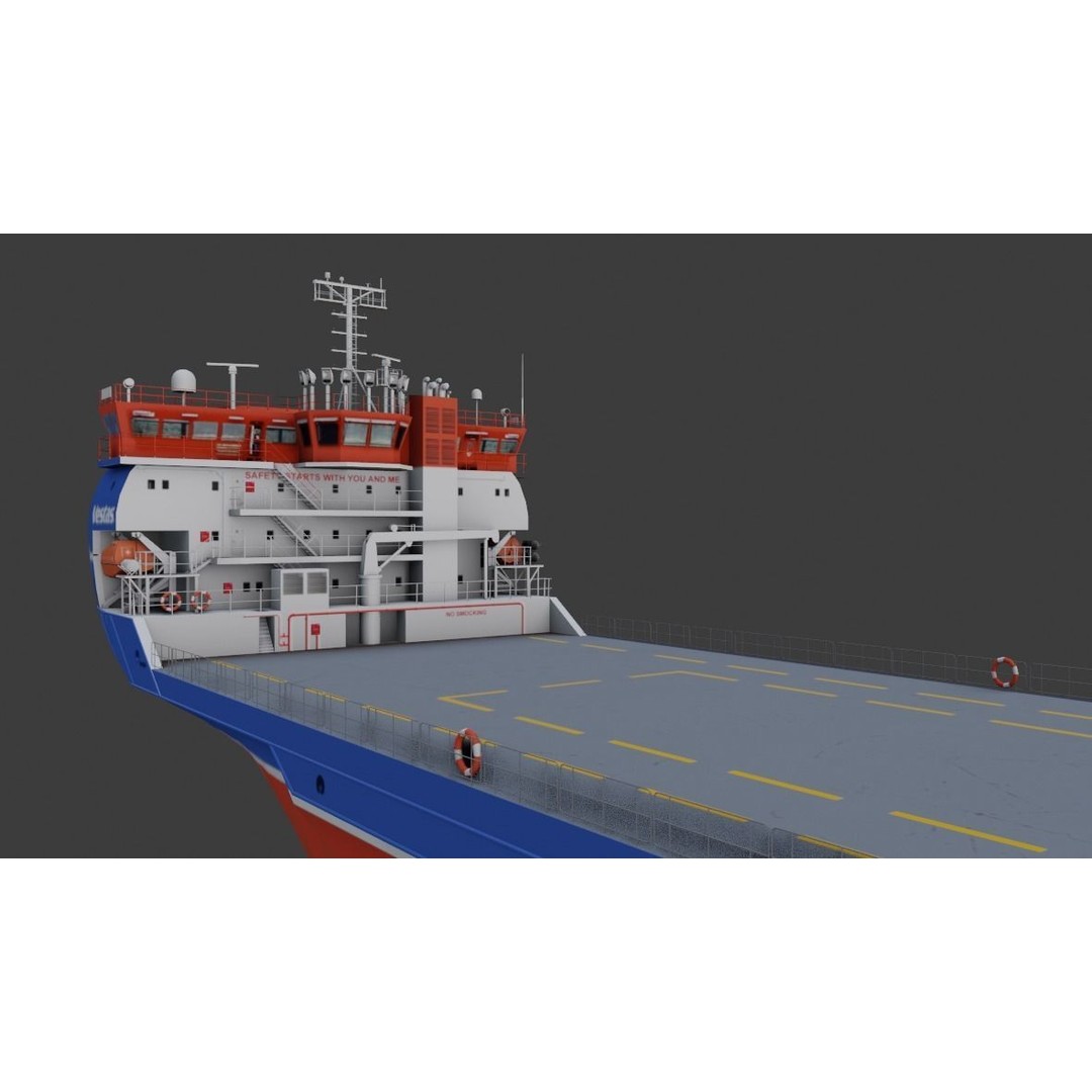 Heavy Load Carrier Ship 3D Model – Low Poly Industrial Watercraft, Blender - View 10