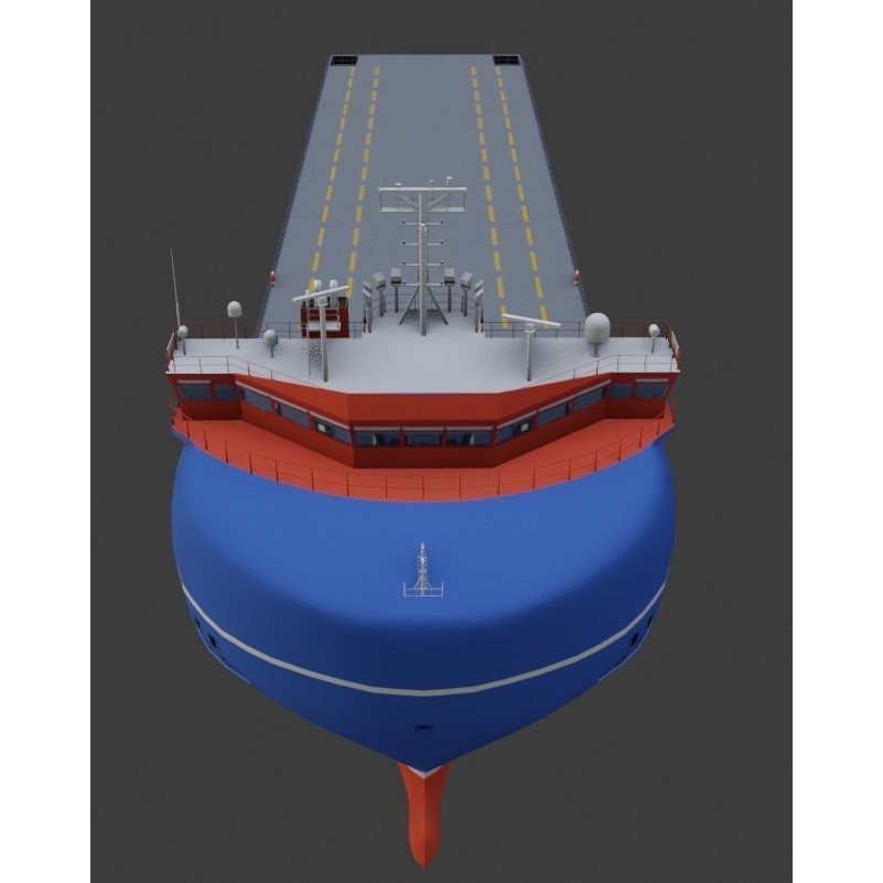 Heavy Load Carrier Ship 3D Model – Low Poly Industrial Watercraft, Blender - View 11