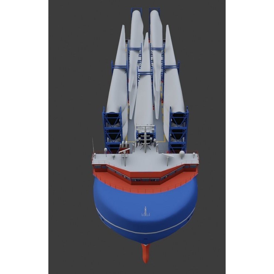 Heavy Load Carrier Ship 3D Model – Low Poly Industrial Watercraft, Blender - View 12