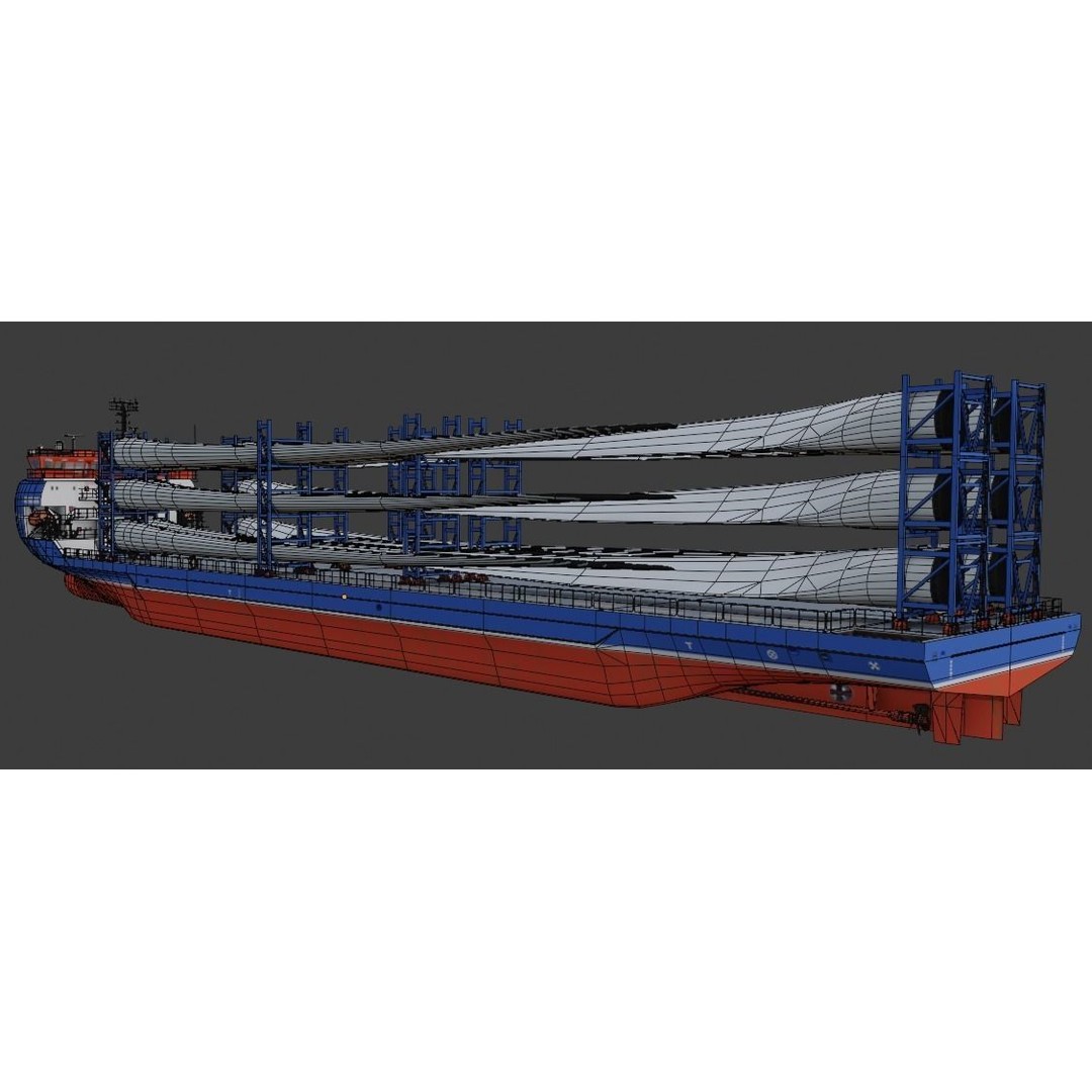 Heavy Load Carrier Ship 3D Model – Low Poly Industrial Watercraft, Blender - View 14