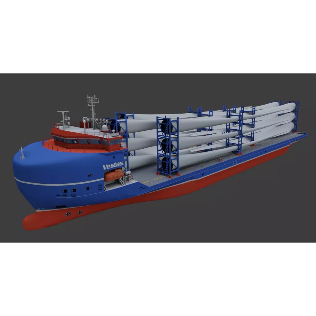 Heavy Load Carrier Ship 3D Model – Low Poly Industrial Watercraft, Blender - View 2