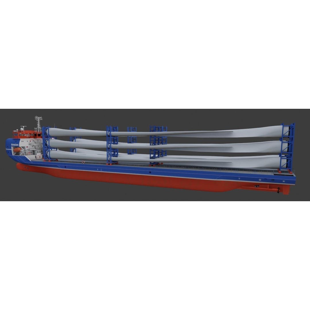 Heavy Load Carrier Ship 3D Model – Low Poly Industrial Watercraft, Blender - View 3