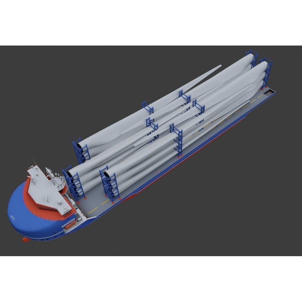 Heavy Load Carrier Ship 3D Model – Low Poly Industrial Watercraft, Blender - View 4
