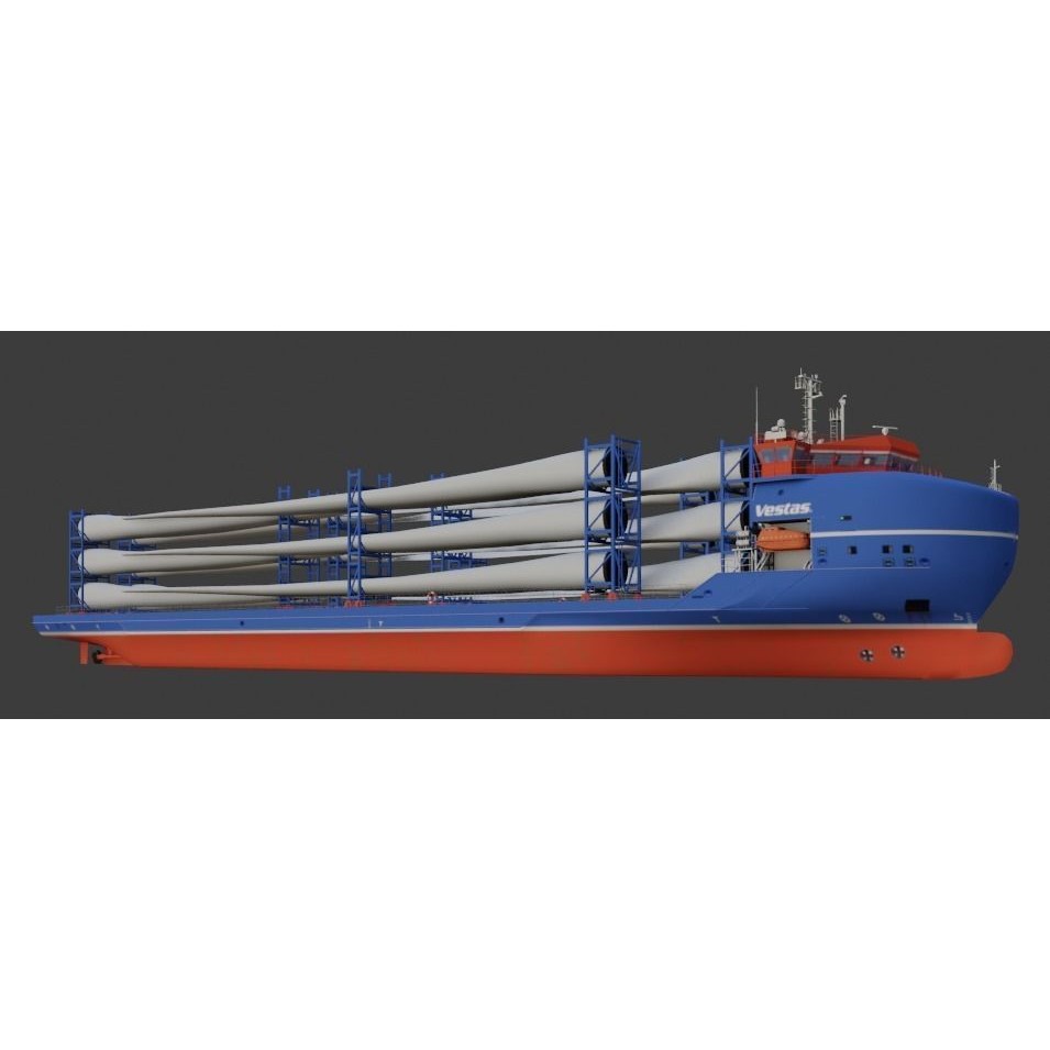 Heavy Load Carrier Ship 3D Model – Low Poly Industrial Watercraft, Blender - View 5
