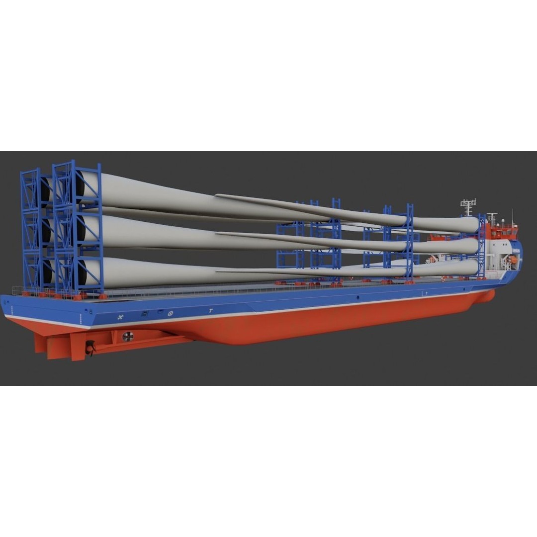 Heavy Load Carrier Ship 3D Model – Low Poly Industrial Watercraft, Blender - View 6